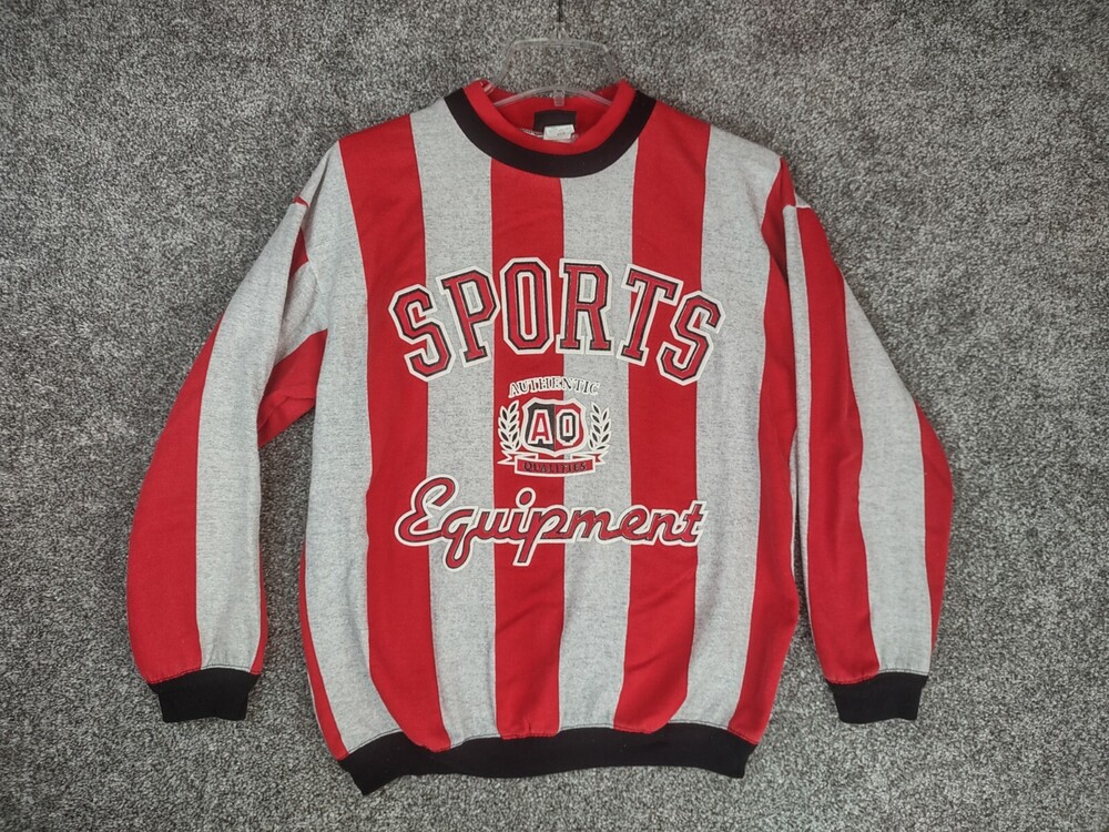 Vtg Casual News Sweatshirt Adult Medium Striped Rugby Sports Equipment Sweater